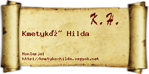Kmetykó Hilda névjegykártya